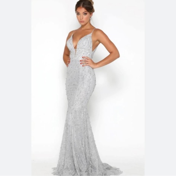 Dresses & Skirts - Portia & Scarlett Evening gown grey wi/ silver sparkle accents.